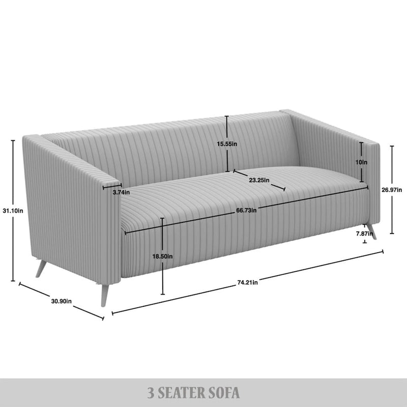 Set da soggiorno CraftPorch, 3 pezzi, moderno in velluto a coste e imbottito in velluto glamour