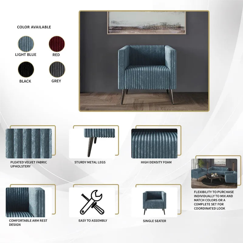Set da soggiorno CraftPorch, 3 pezzi, moderno in velluto a coste e imbottito in velluto glamour