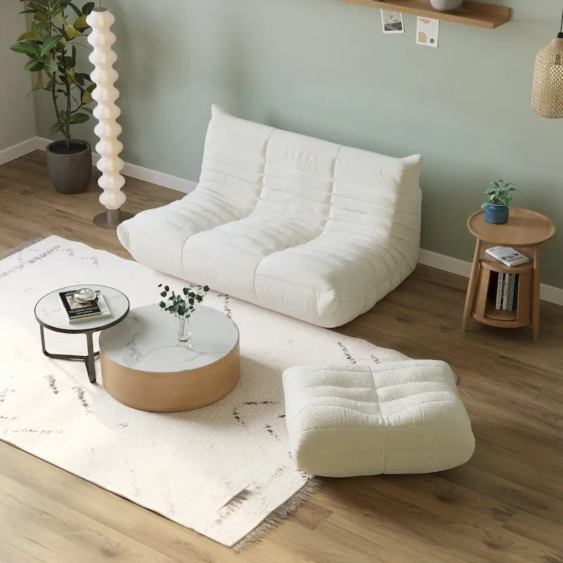 Vloerstoel van traagschuim, comfortabele rugsteun, luie sofa voor lezen, gamen en mediteren, teddy-stof