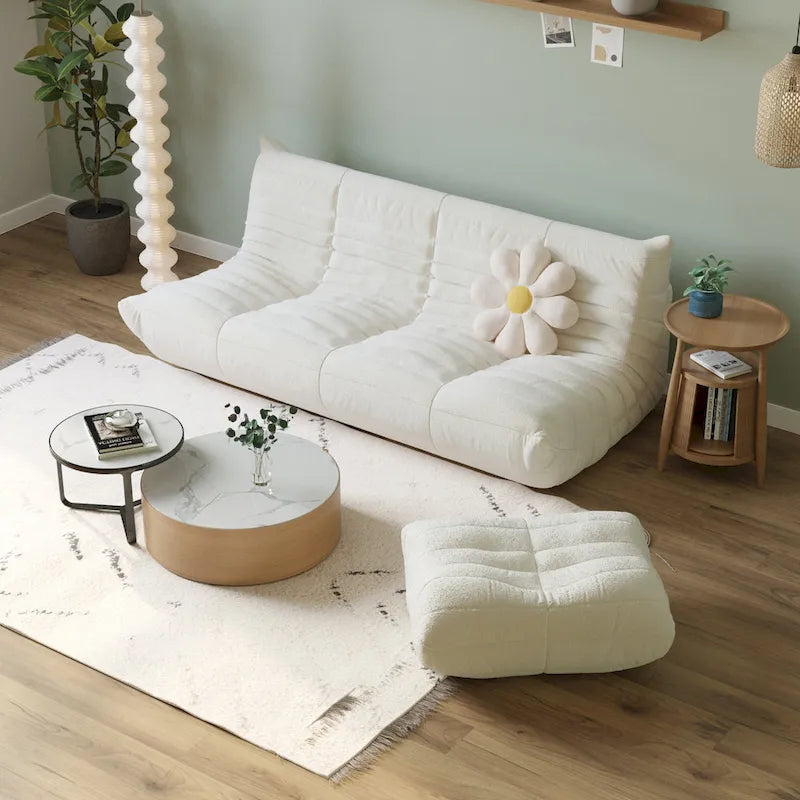Vloerstoel van traagschuim, comfortabele rugsteun, luie sofa voor lezen, gamen en mediteren, teddy-stof
