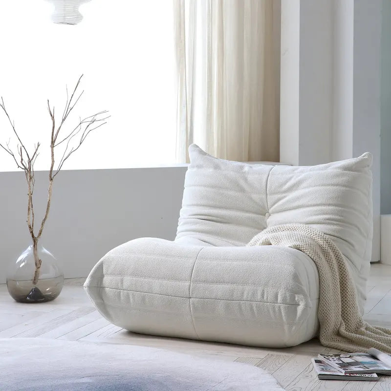 Vloerstoel van traagschuim, comfortabele rugsteun, luie sofa voor lezen, gamen en mediteren, teddy-stof