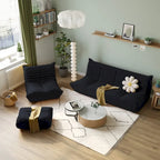Modernes Teddy-Stoff-Sofa als entspanntes Bodensofa, Wohnzimmer-Sofa, Sitzsack