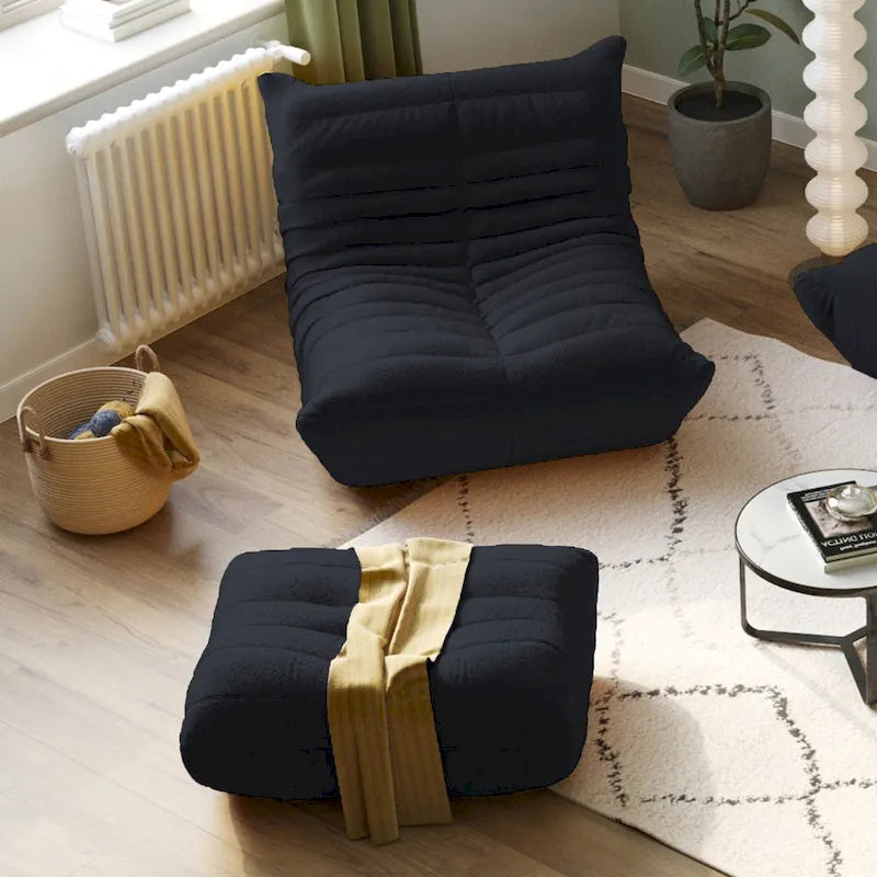 Modernes Teddy-Stoff-Sofa als entspanntes Bodensofa, Wohnzimmer-Sofa, Sitzsack