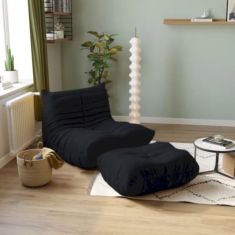 Modernes Teddy-Stoff-Sofa als entspanntes Bodensofa, Wohnzimmer-Sofa, Sitzsack