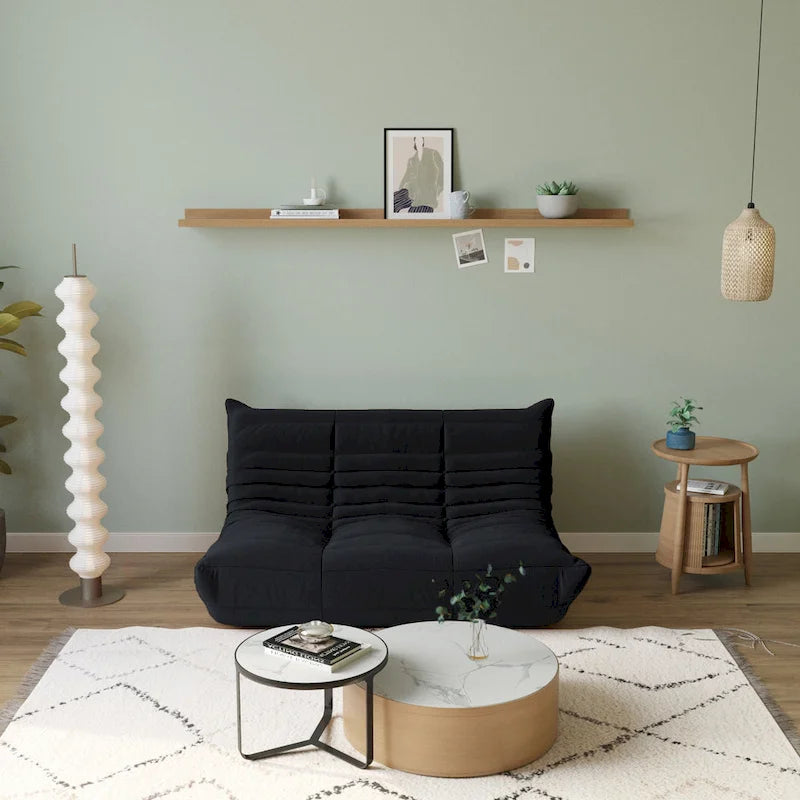 Modernes Teddy-Stoff-Sofa als entspanntes Bodensofa, Wohnzimmer-Sofa, Sitzsack
