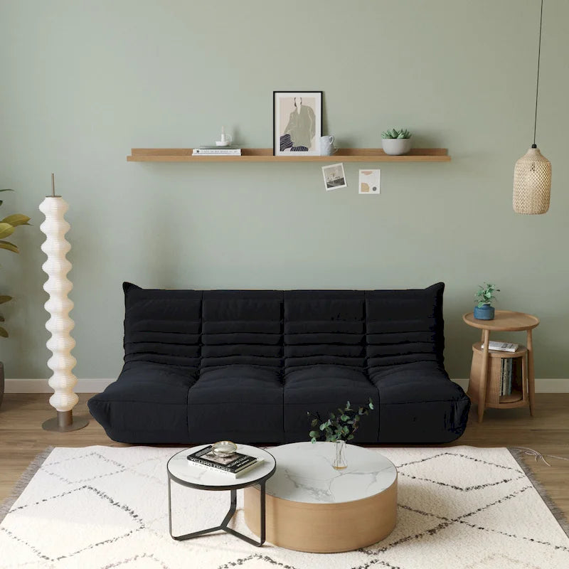 Modernes Teddy-Stoff-Sofa als entspanntes Bodensofa, Wohnzimmer-Sofa, Sitzsack