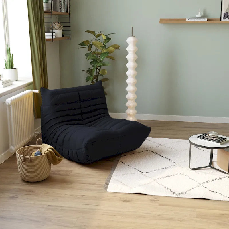 Modernes Teddy-Stoff-Sofa als entspanntes Bodensofa, Wohnzimmer-Sofa, Sitzsack