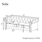 Klassischer, getufteter, samtbezogener Chesterfield-Sessel, Loveseat und Sofa, 3-teilig, mit Nagelkopfverzierung fürs Wohnzimmer von Morden Fort
