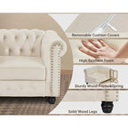 Klassischer, getufteter, samtbezogener Chesterfield-Sessel, Loveseat und Sofa, 3-teilig, mit Nagelkopfverzierung fürs Wohnzimmer von Morden Fort
