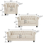 Klassischer, getufteter, samtbezogener Chesterfield-Sessel, Loveseat und Sofa, 3-teilig, mit Nagelkopfverzierung fürs Wohnzimmer von Morden Fort