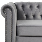 Klassischer, getufteter, samtbezogener Chesterfield-Sessel, Loveseat und Sofa, 3-teilig, mit Nagelkopfverzierung fürs Wohnzimmer von Morden Fort