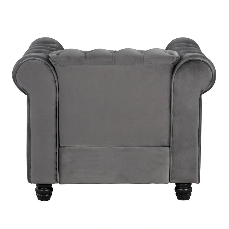 Klassischer, getufteter, samtbezogener Chesterfield-Sessel, Loveseat und Sofa, 3-teilig, mit Nagelkopfverzierung fürs Wohnzimmer von Morden Fort