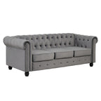 Klassischer, getufteter, samtbezogener Chesterfield-Sessel, Loveseat und Sofa, 3-teilig, mit Nagelkopfverzierung fürs Wohnzimmer von Morden Fort