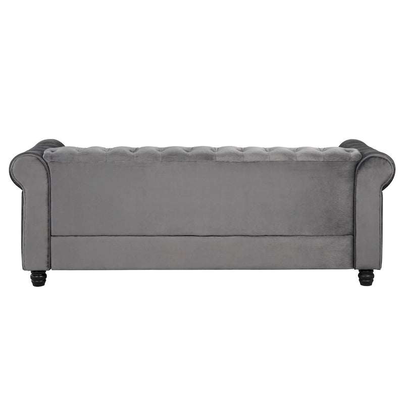 Klassischer, getufteter, samtbezogener Chesterfield-Sessel, Loveseat und Sofa, 3-teilig, mit Nagelkopfverzierung fürs Wohnzimmer von Morden Fort