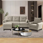 3-teiliges Ecksofa-Set mit Ottomane und Sessel