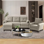 3-teiliges Ecksofa-Set mit Ottomane und Sessel