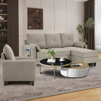 3-teiliges Ecksofa-Set mit Ottomane und Sessel