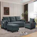 3-teiliges Ecksofa-Set mit Ottomane und Sessel