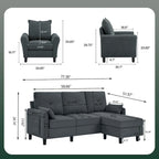 3-teiliges Ecksofa-Set mit Ottomane und Sessel