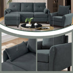 3-teiliges Ecksofa-Set mit Ottomane und Sessel