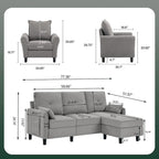 3-teiliges Ecksofa-Set mit Ottomane und Sessel