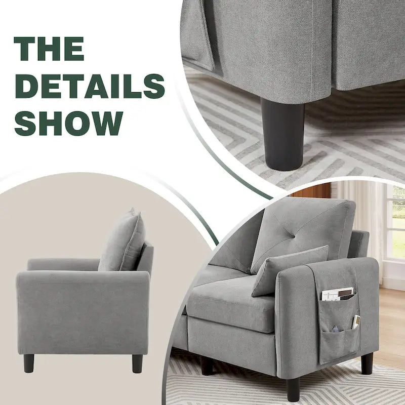 3-teiliges Ecksofa-Set mit Ottomane und Sessel