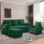 3-teiliges Ecksofa-Set mit Ottomane und Sessel