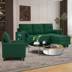 3-teiliges Ecksofa-Set mit Ottomane und Sessel