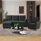 3-teiliges Ecksofa-Set mit Ottomane und Sessel