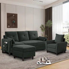 3-teiliges Ecksofa-Set mit Ottomane und Sessel