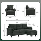 3-teiliges Ecksofa-Set mit Ottomane und Sessel