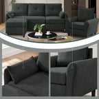3-teiliges Ecksofa-Set mit Ottomane und Sessel