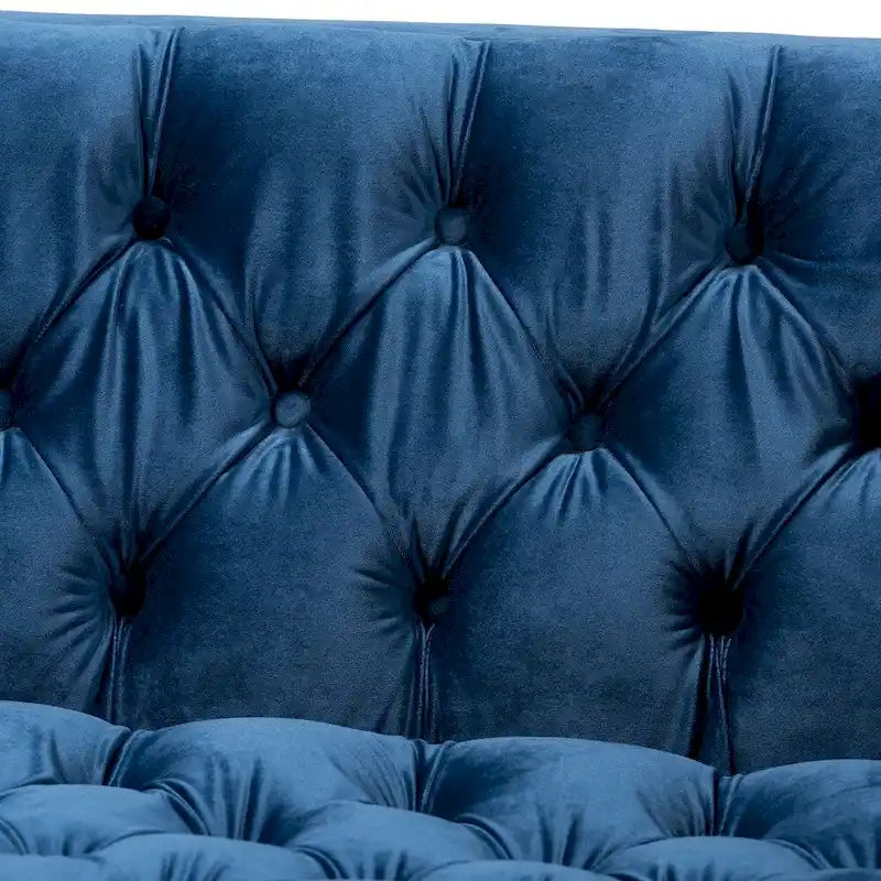 2-delige set van glamoureus fluweel en goudkleurige bank en loungestoel