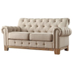 Canapé 2 places Chesterfield Greenwich capitonné, accoudoirs arrondis et clous décoratifs, par iNSPIRE Q Artisan