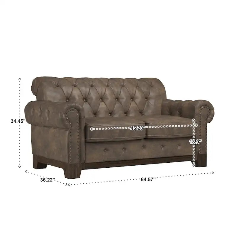 Canapé 2 places Chesterfield Greenwich capitonné, accoudoirs arrondis et clous décoratifs, par iNSPIRE Q Artisan