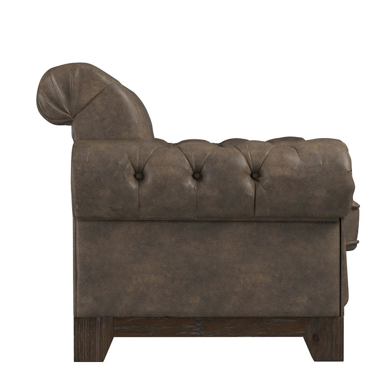 Canapé 2 places Chesterfield Greenwich capitonné, accoudoirs arrondis et clous décoratifs, par iNSPIRE Q Artisan