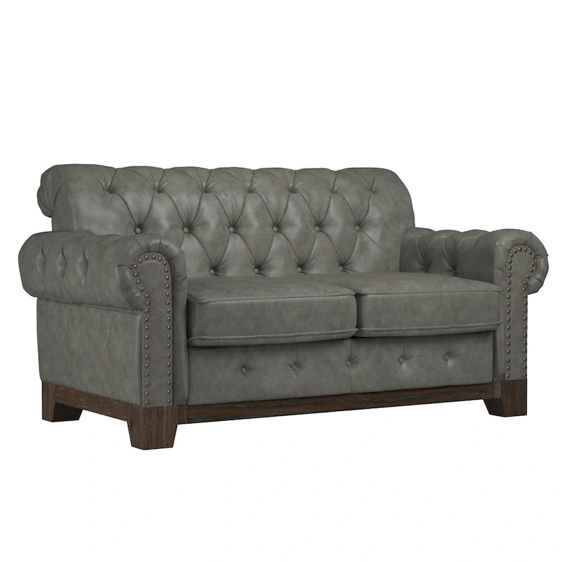 Canapé 2 places Chesterfield Greenwich capitonné, accoudoirs arrondis et clous décoratifs, par iNSPIRE Q Artisan