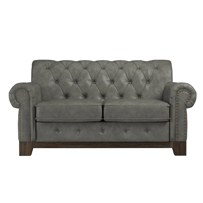 Canapé 2 places Chesterfield Greenwich capitonné, accoudoirs arrondis et clous décoratifs, par iNSPIRE Q Artisan