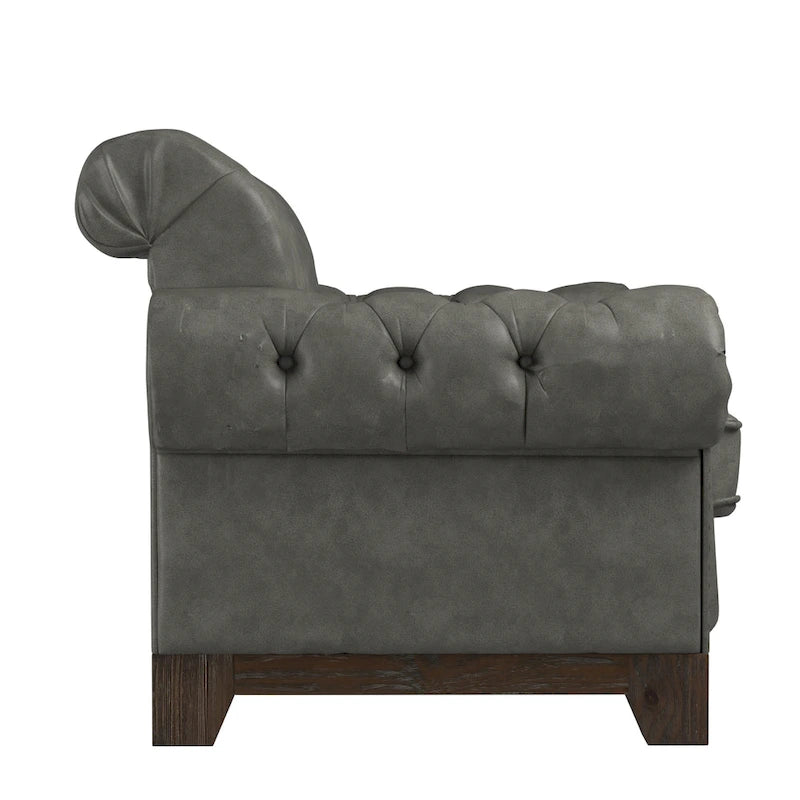 Canapé 2 places Chesterfield Greenwich capitonné, accoudoirs arrondis et clous décoratifs, par iNSPIRE Q Artisan