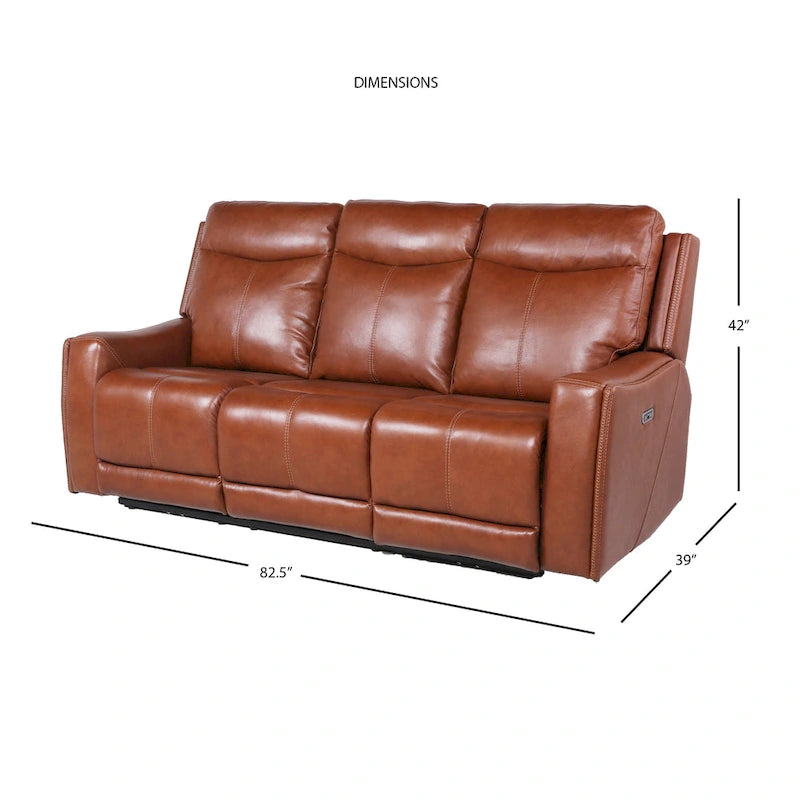 Conjunto reclinable eléctrico tapizado de cuero de grano superior Newport de 3 piezas de Steve Silver