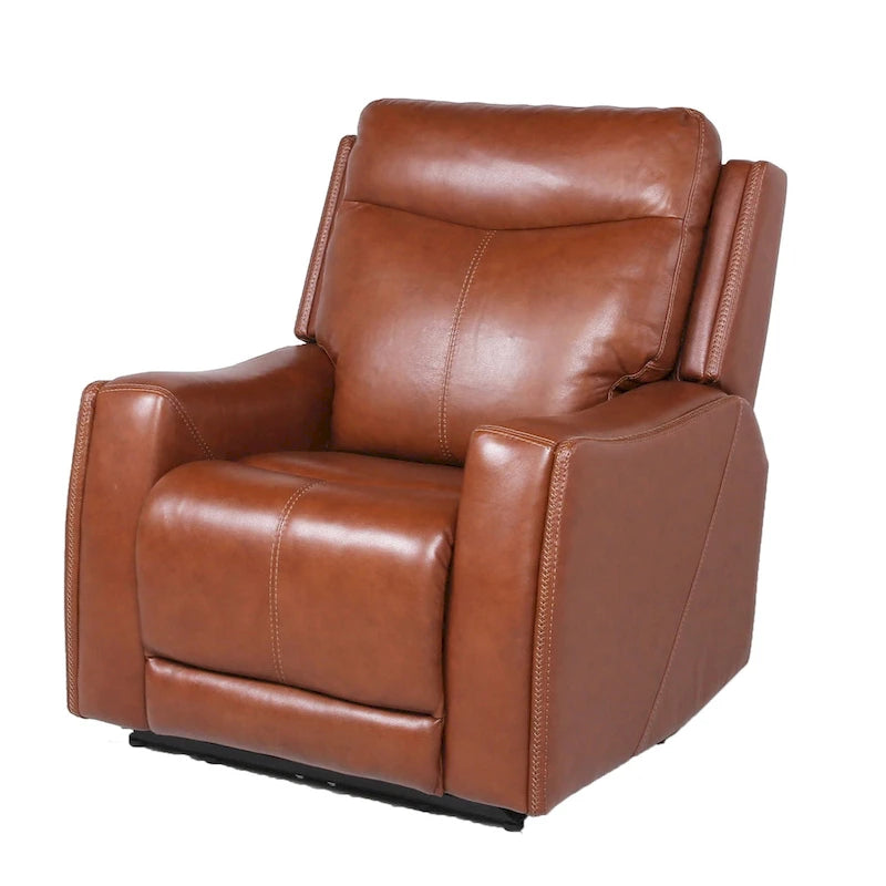 Conjunto reclinable eléctrico tapizado de cuero de grano superior Newport de 3 piezas de Steve Silver