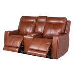 Conjunto reclinable eléctrico tapizado de cuero de grano superior Newport de 3 piezas de Steve Silver