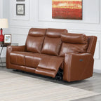 Conjunto reclinable eléctrico tapizado de cuero de grano superior Newport de 3 piezas de Steve Silver