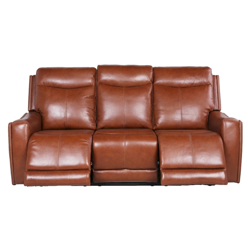 Conjunto reclinable eléctrico tapizado de cuero de grano superior Newport de 3 piezas de Steve Silver