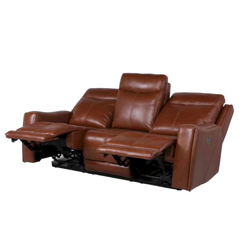 Conjunto reclinable eléctrico tapizado de cuero de grano superior Newport de 3 piezas de Steve Silver