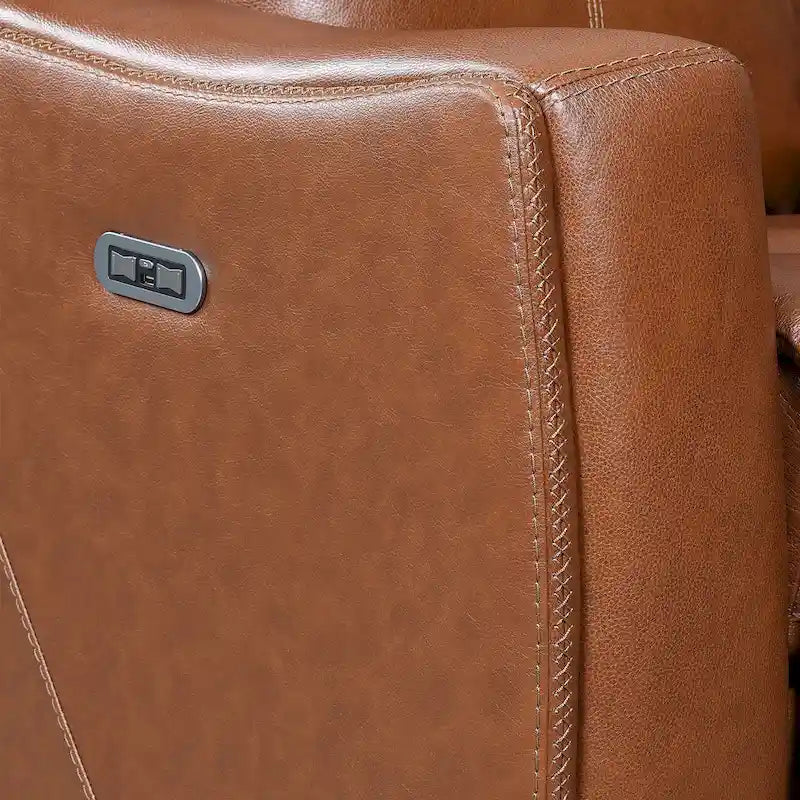 Conjunto reclinable eléctrico tapizado de cuero de grano superior Newport de 3 piezas de Steve Silver