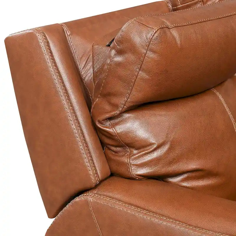 Conjunto reclinable eléctrico tapizado de cuero de grano superior Newport de 3 piezas de Steve Silver