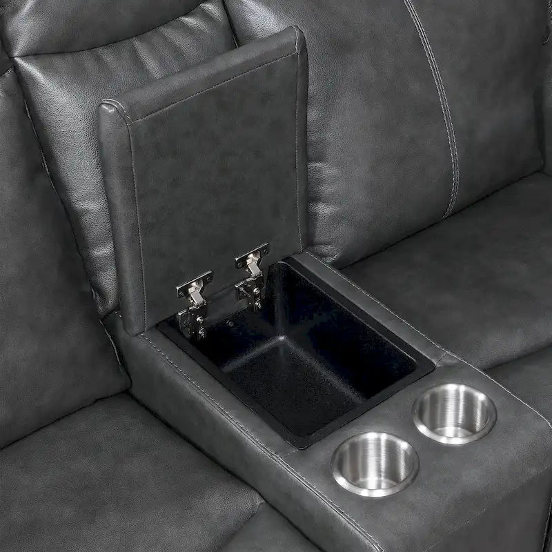 Conjunto reclinable eléctrico tapizado de cuero de grano superior Newport de 3 piezas de Steve Silver
