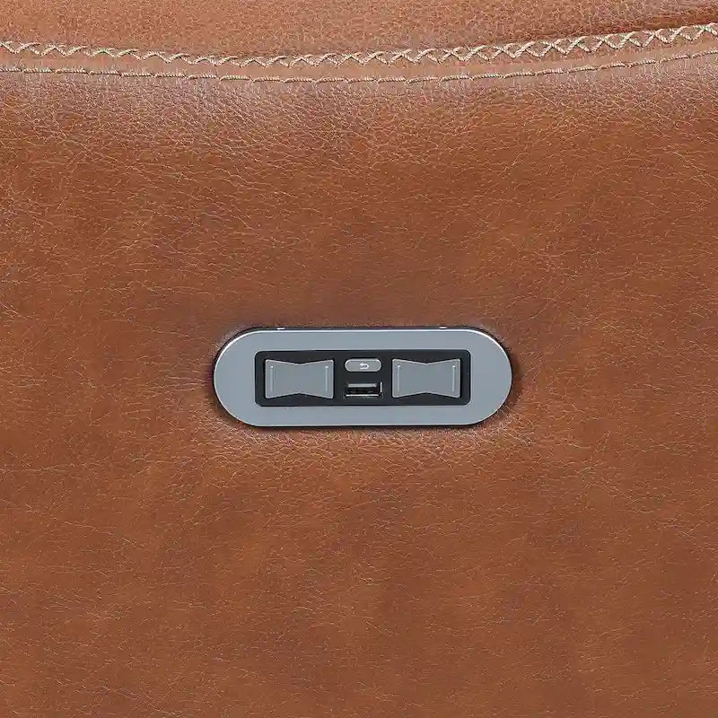 Conjunto reclinable eléctrico tapizado de cuero de grano superior Newport de 3 piezas de Steve Silver
