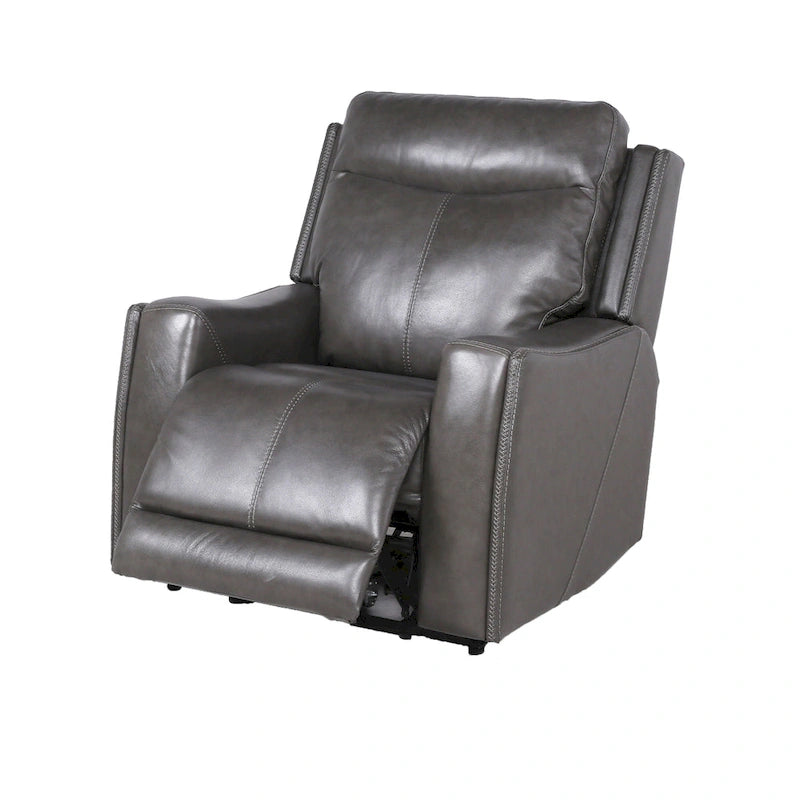 Conjunto reclinable eléctrico tapizado de cuero de grano superior Newport de 3 piezas de Steve Silver
